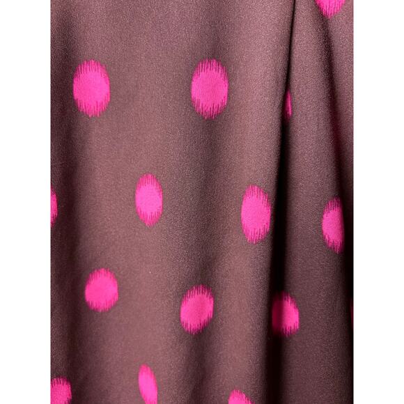 Ann Taylor Midi Dress Browns w/Polka Dots Swatch Pink Sz 4 - Picture 5 of 9